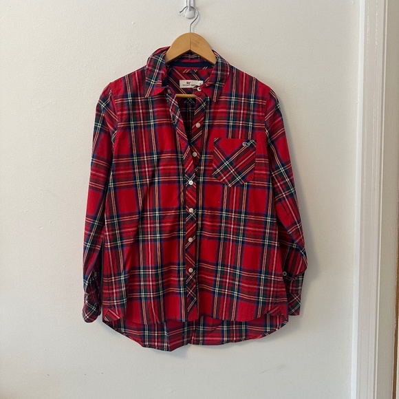 Vineyard Vines Women's Merry Plaid Relaxed Button Down | Size 6 - Picture 1 of 8
